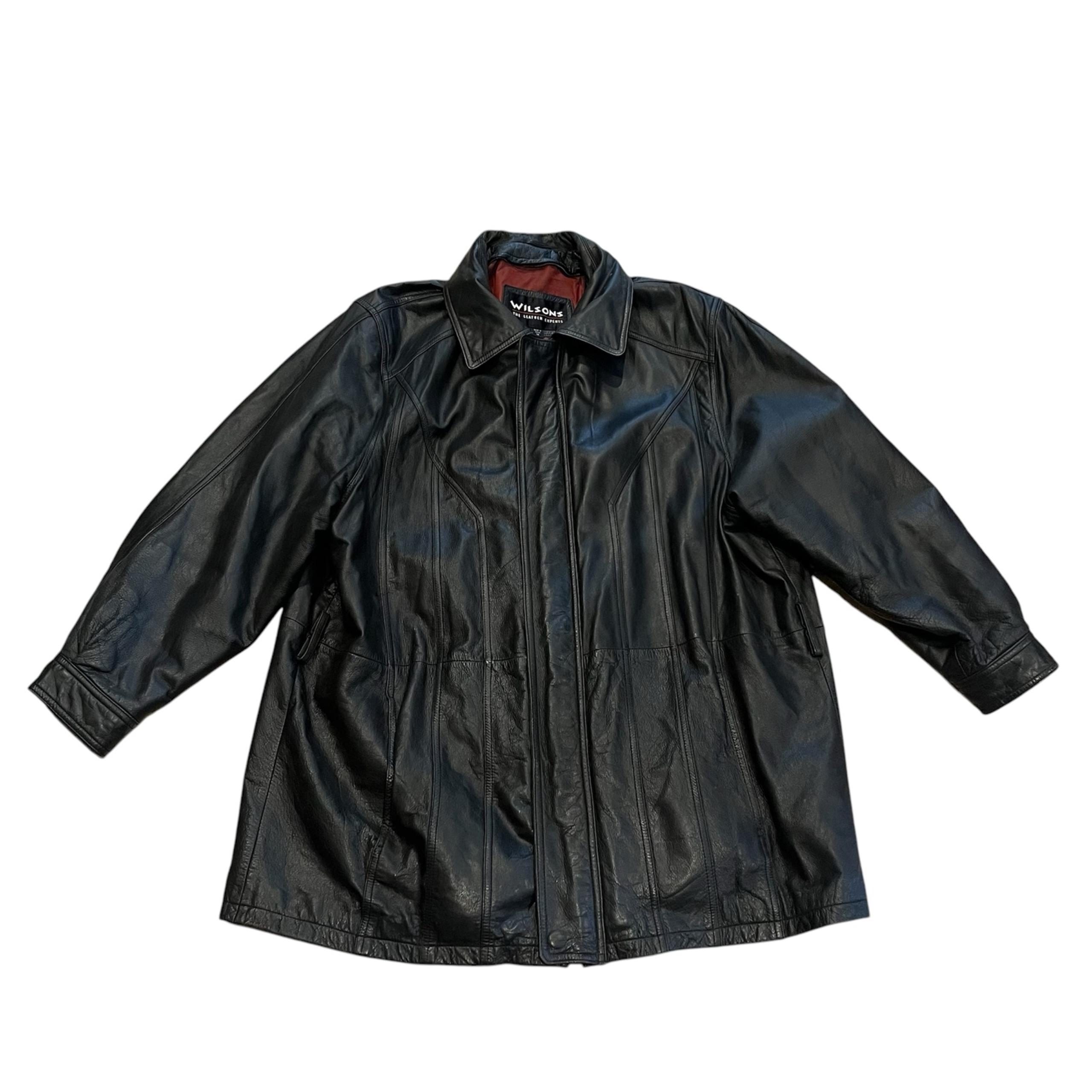 Vintage Wilsons Leather Mens Black Leather Full Zip Jacket- Size XL