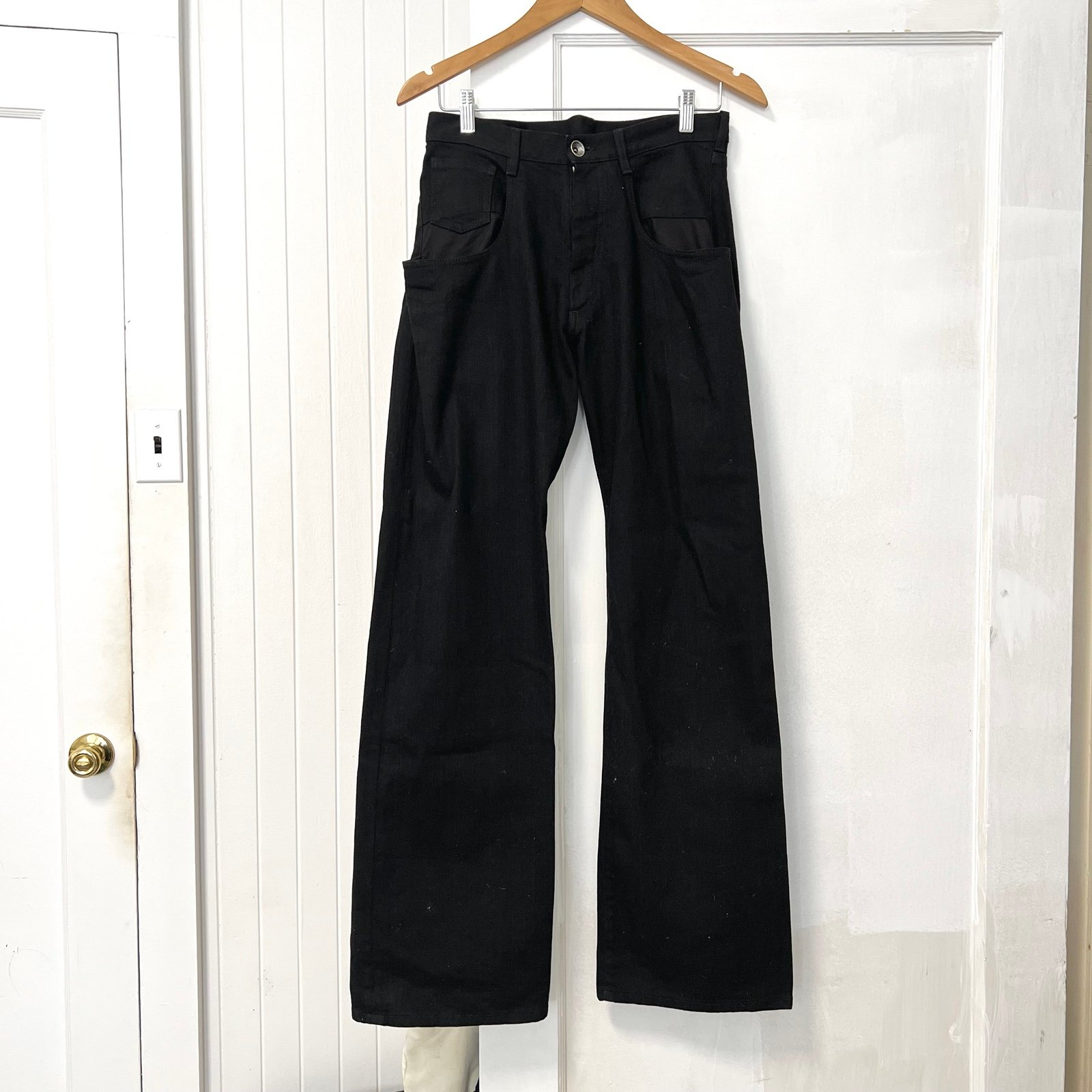 Maison Margiela Men’s Black Denim Wide Leg Boot Cut Jeans | Size 28