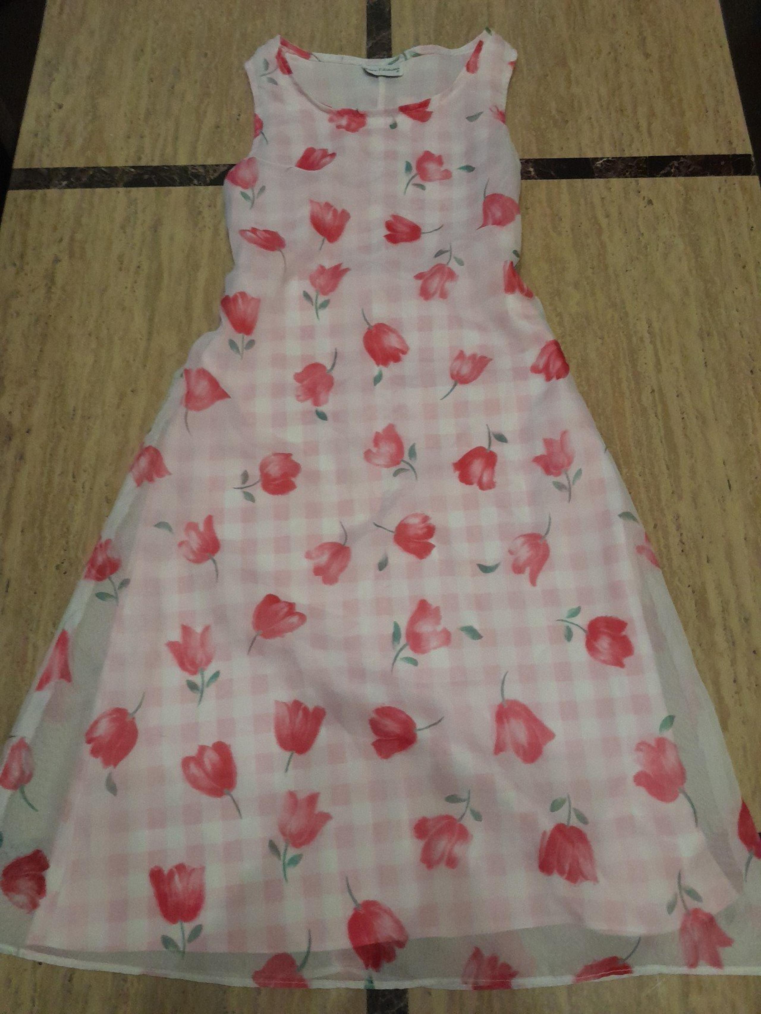 Girl's Size 8 "Rare Editions" Tulip and Plaid Print Dress.