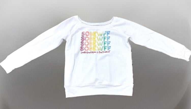 SOBEWFF South Beach Wine & Food Festival Sweatshirt Size L White MINT Soft Retro