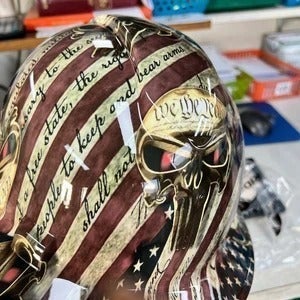 \6PT \20% OFF Full brim hydro dipped custom hard hat in american patriot PUNISH