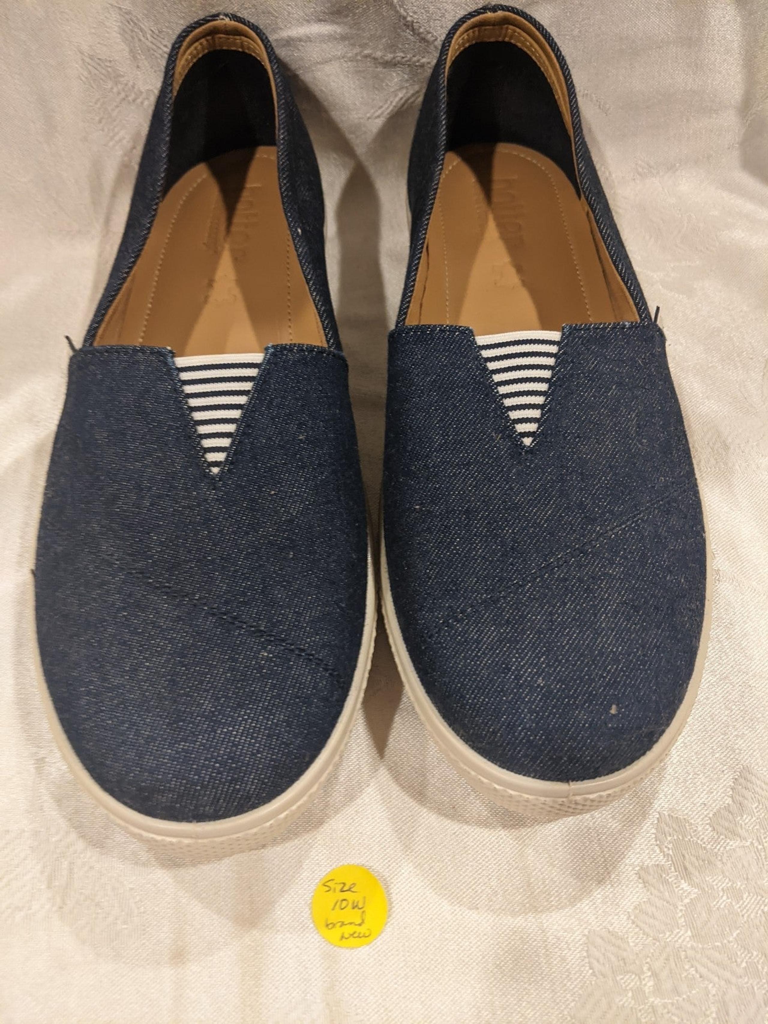 Hotter Laurel Shoes Denim look slip on loafers size 9.5 USA wide