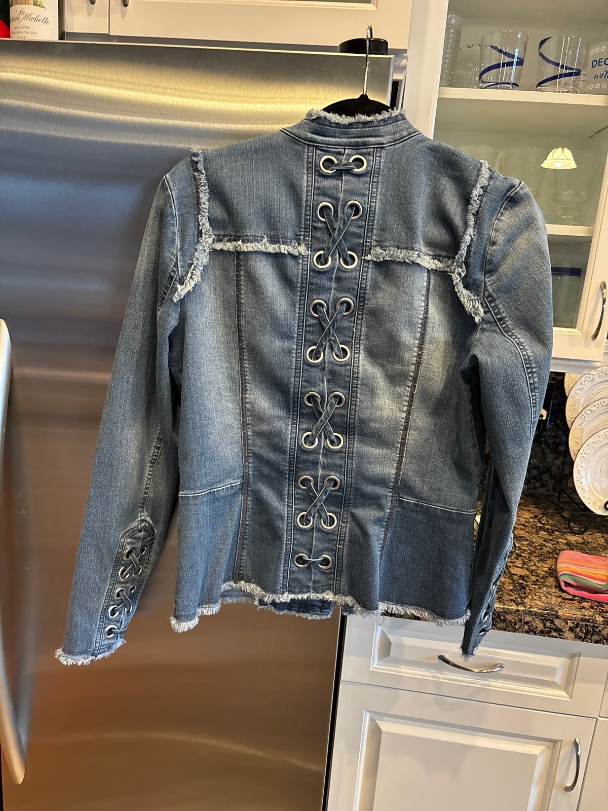 Jacket Denim Lace up MOTO BOHO Free People Style