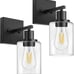 Wall Sconces,Bathroom Light Fixtures, Matte Black Plug in Wall Sconces Set of 2