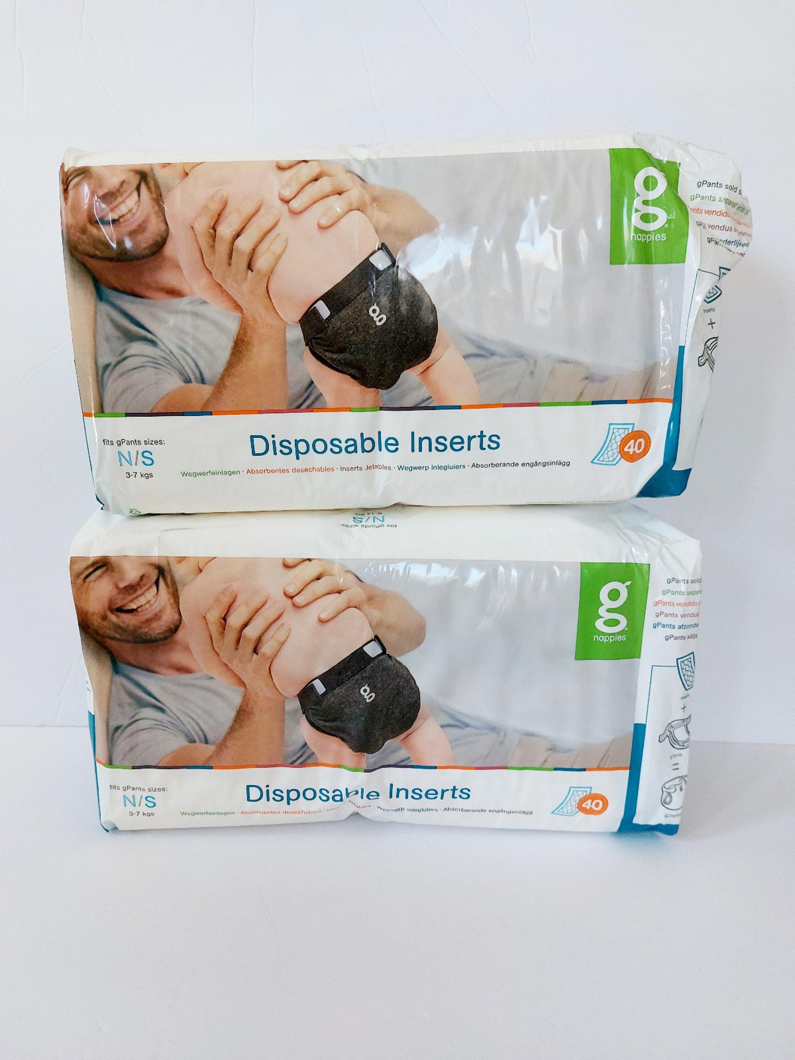 2 packages gDiaper Disposable Inserts NB/S Travel/Compostable