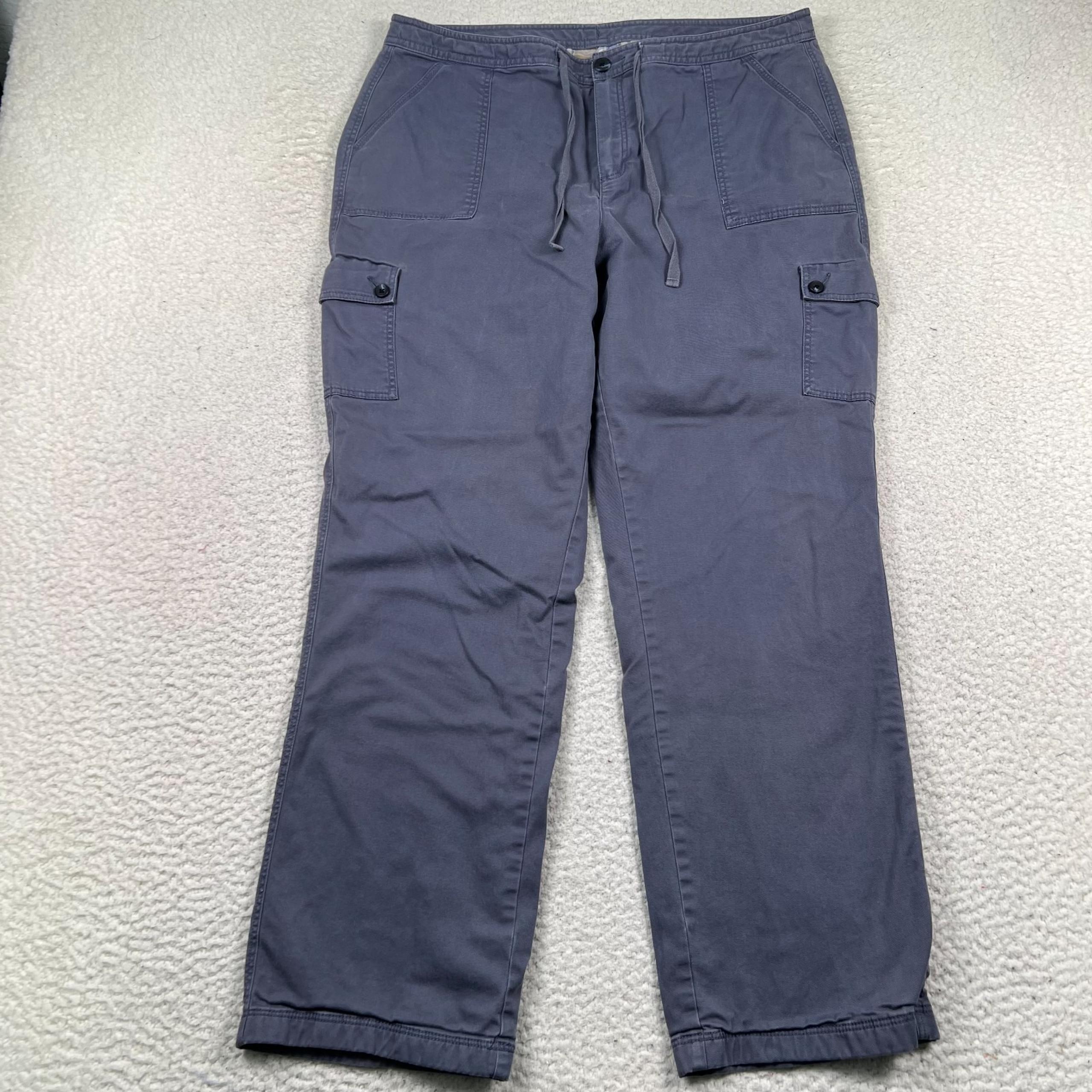 LL Bean Pants Womens 18 M/T Favorite Fit Flannel Lined Cargo Straight Drawstring