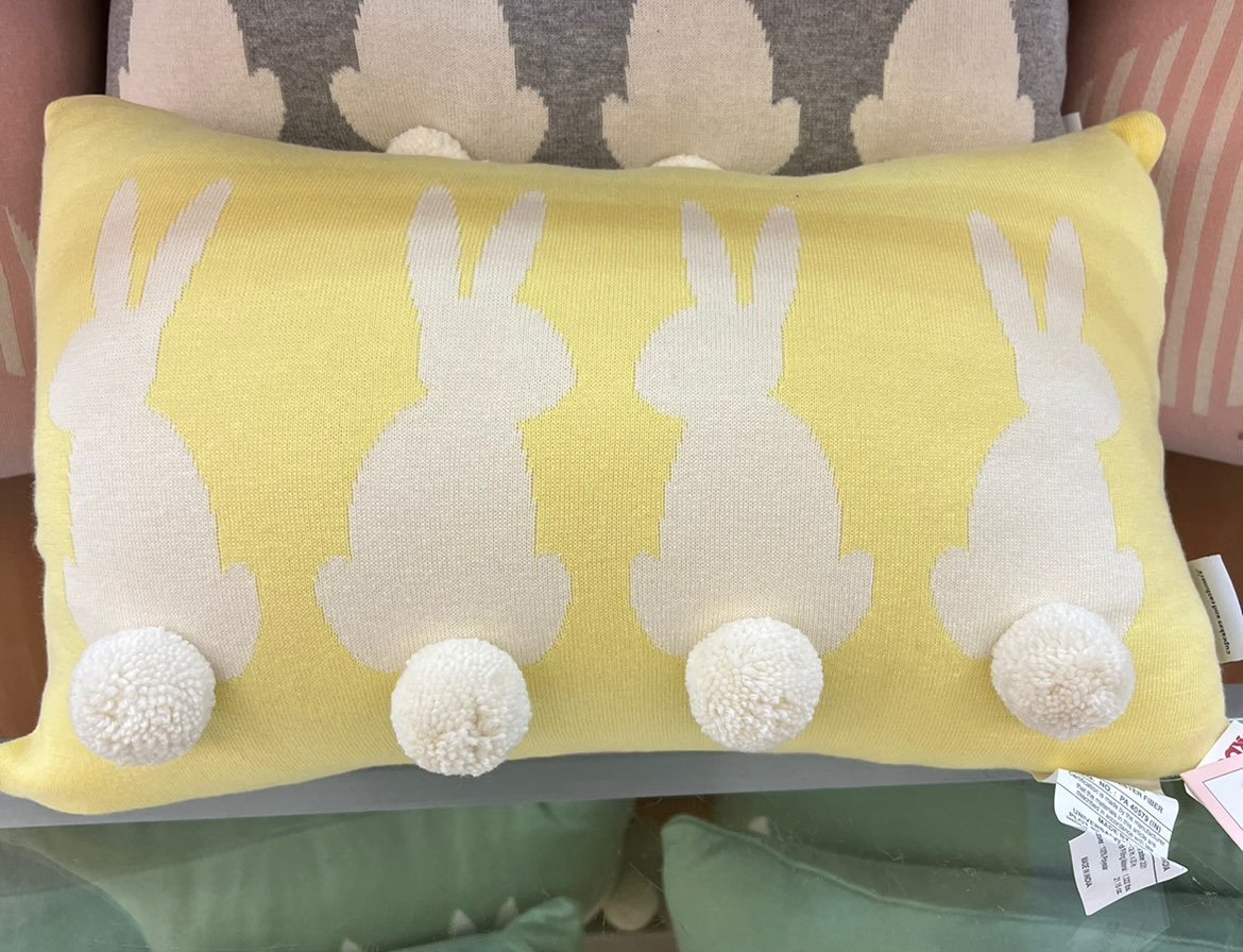 Yellow Easter Bunny Pom pom pillow !