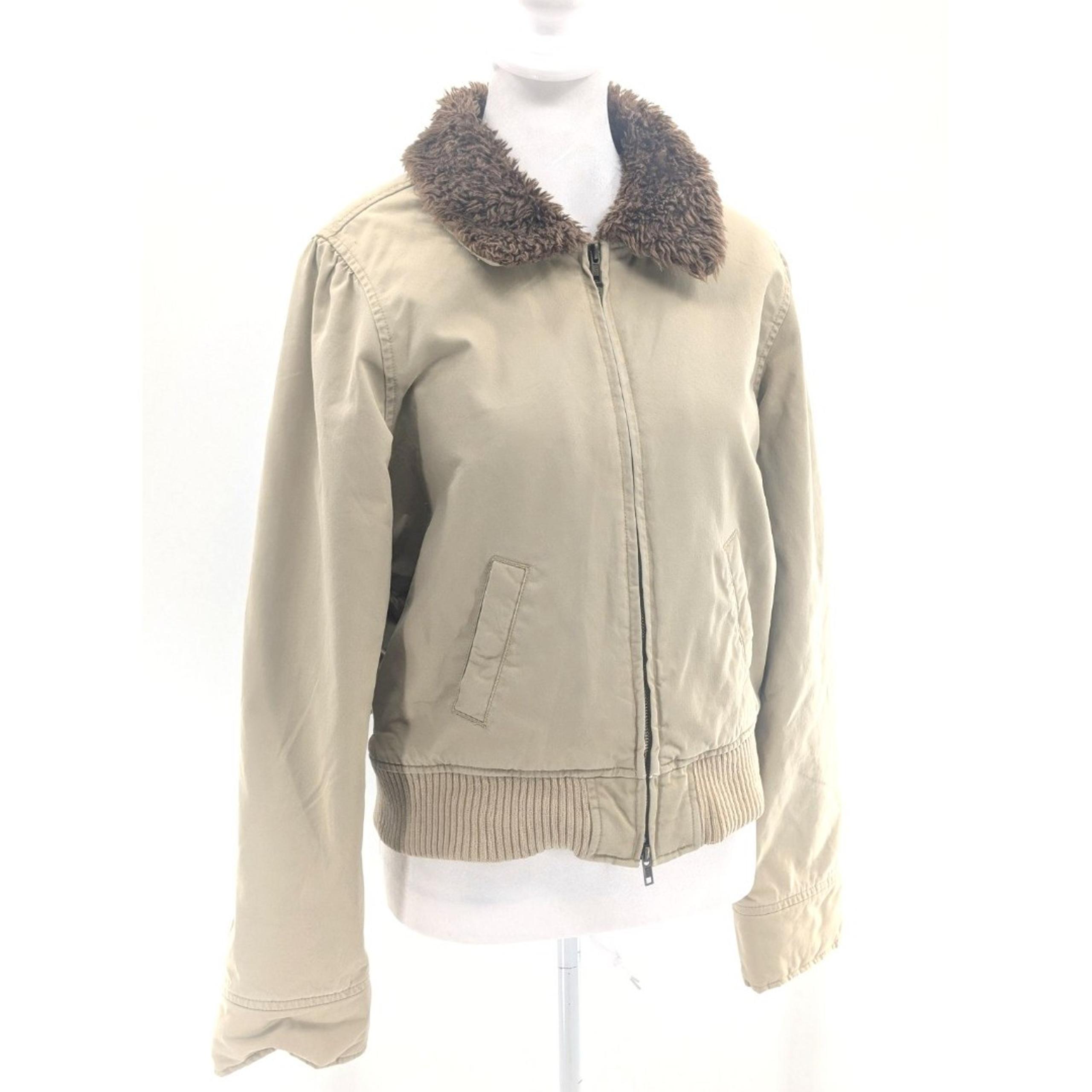 Abercrombie And Fitch Tan Brown Faux Fur Zip Up Collar Bomber Jacket Size Large