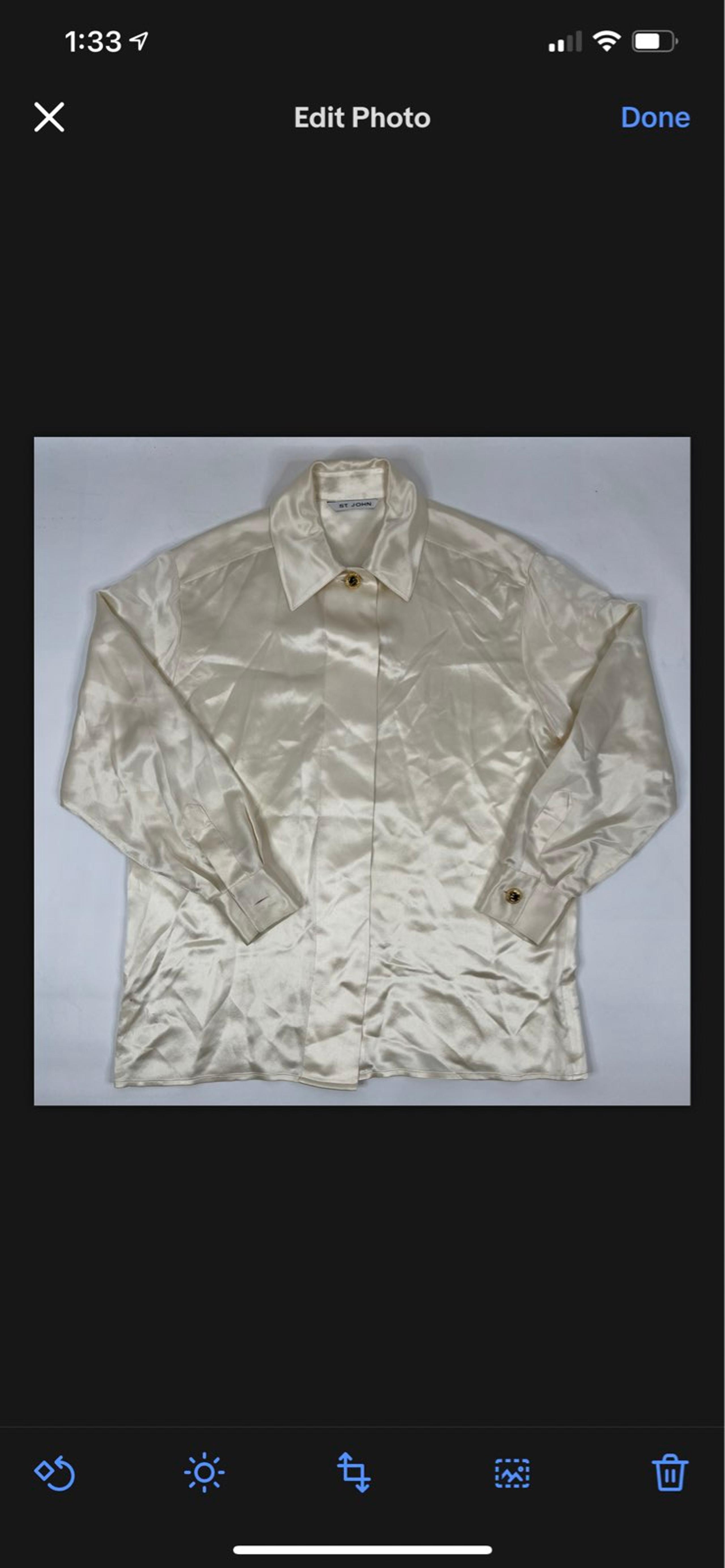 St. John Silk Satin Button Front shirt