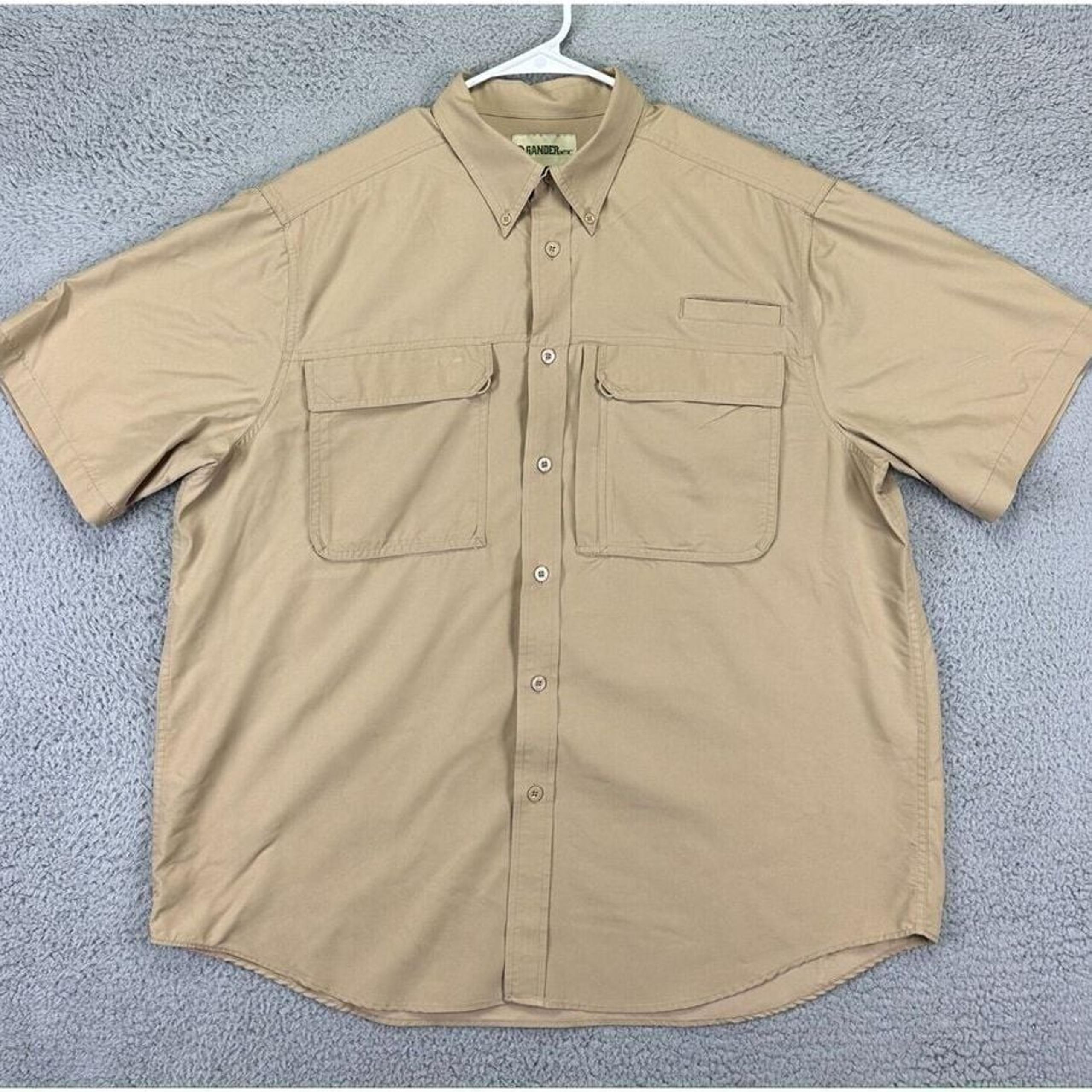 Gander Mountain Shirt Adult XL Tan Fishing Button Down Flap Pockets Outdoor Mens