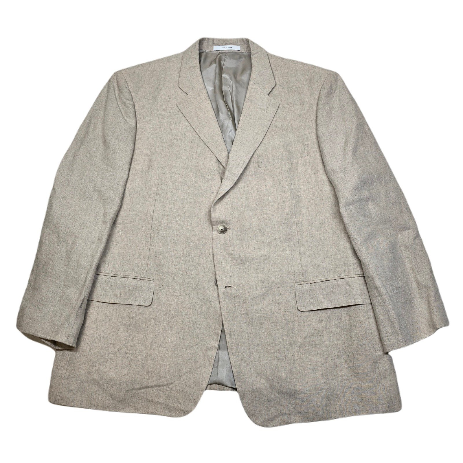 John W. Nordstrom Linen Sport Coat Mens 46R 46S Tan Beige Italian Fabric