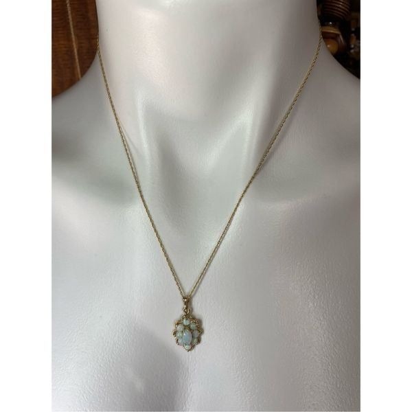 14KT Yellow Gold Fire Opal Pendant Necklace 18” Long