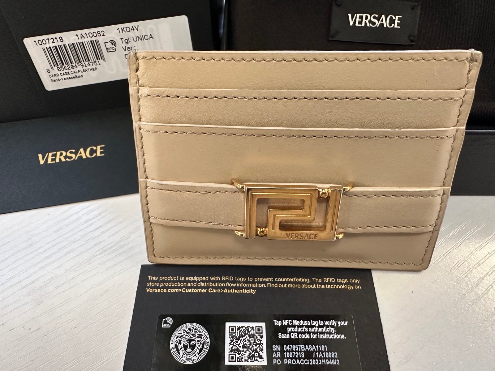 Versace Calf Leather Card Case w/ original box, dust bag, and authenticity card