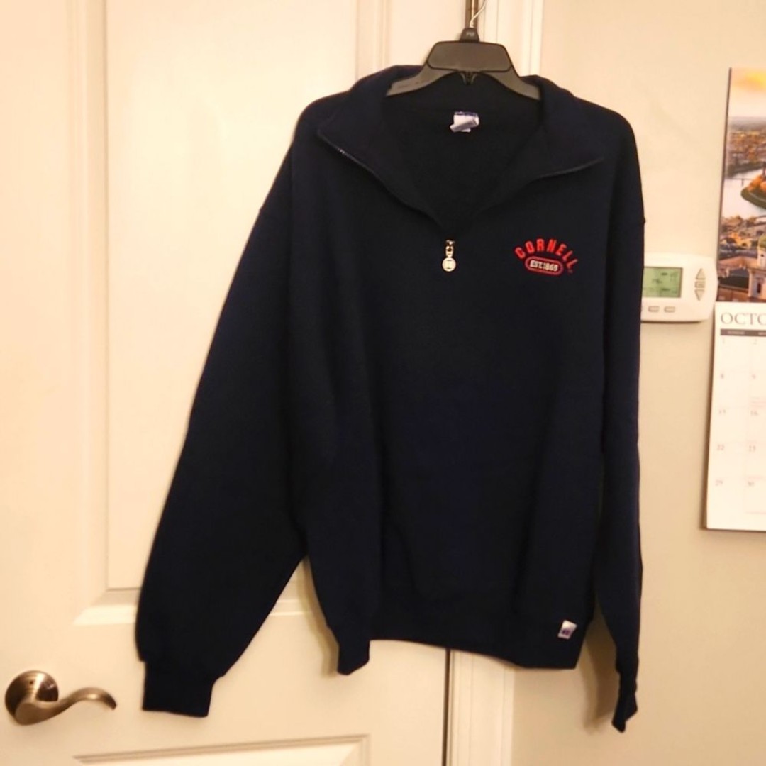 Cornell University Men's Dark Blue Pullover w/ Quarter Zip Size L