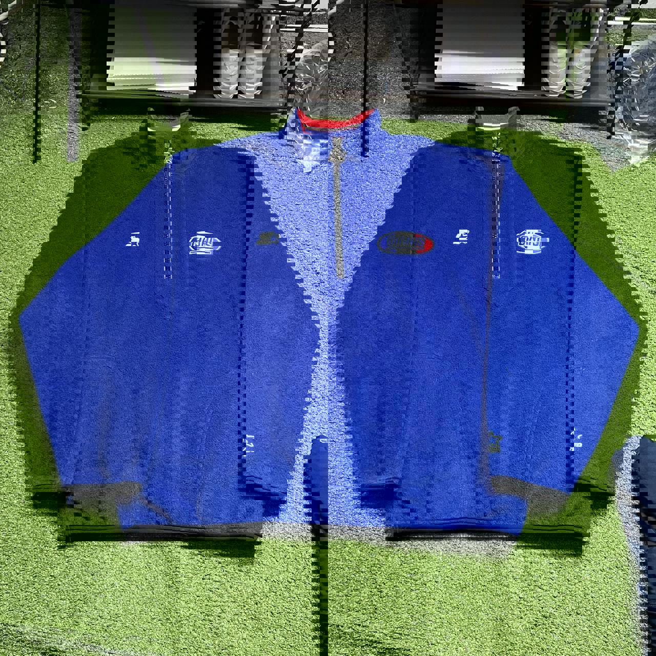 vintage new york giants starter quarter zip fleece jacket