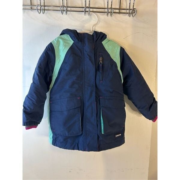 Lands end 3t girls waterproof coat jacket grow a longs green