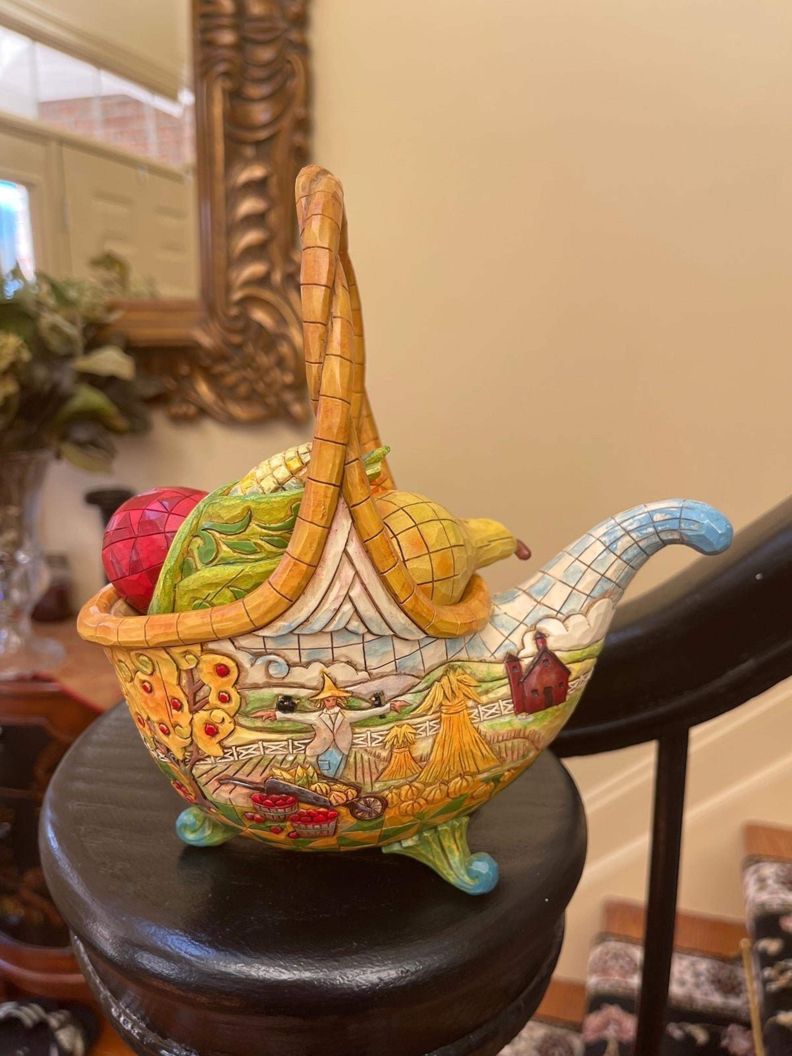 Jim Shore 4009015 Basket Of Plenty Set 6 Cornucopia Harvest Basket.