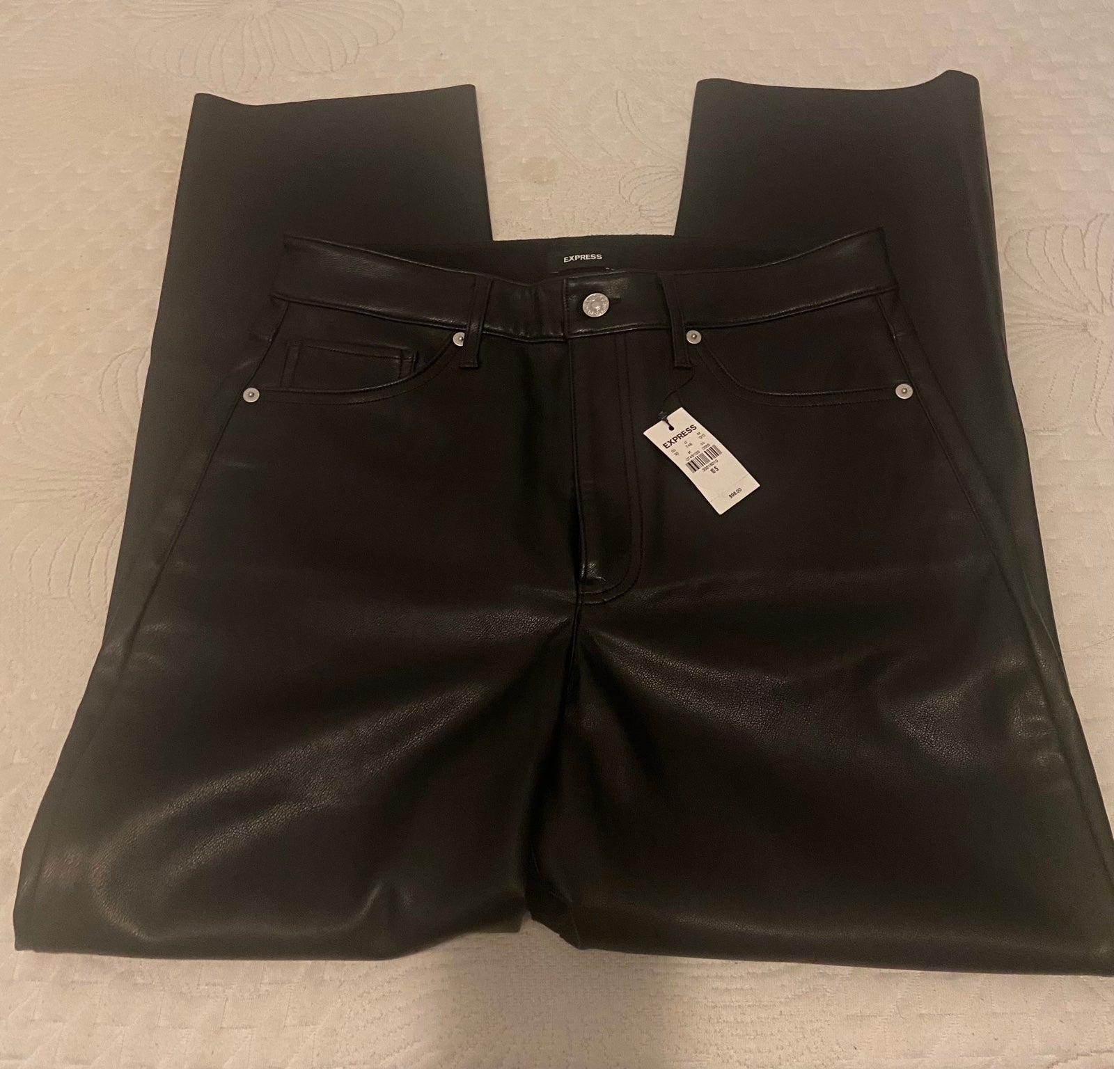 Express Modern Straight Faux Leather Super High Rise