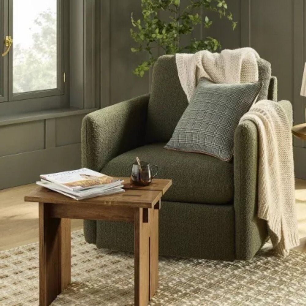 Hearth & Hand with Magnolia Chunky Knit Bordered Cream Throw Blanket NWT