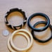 Lovely Vintage Mod Bracelet Lot of 5 Lucite Plastic brown, cream Black Bangles