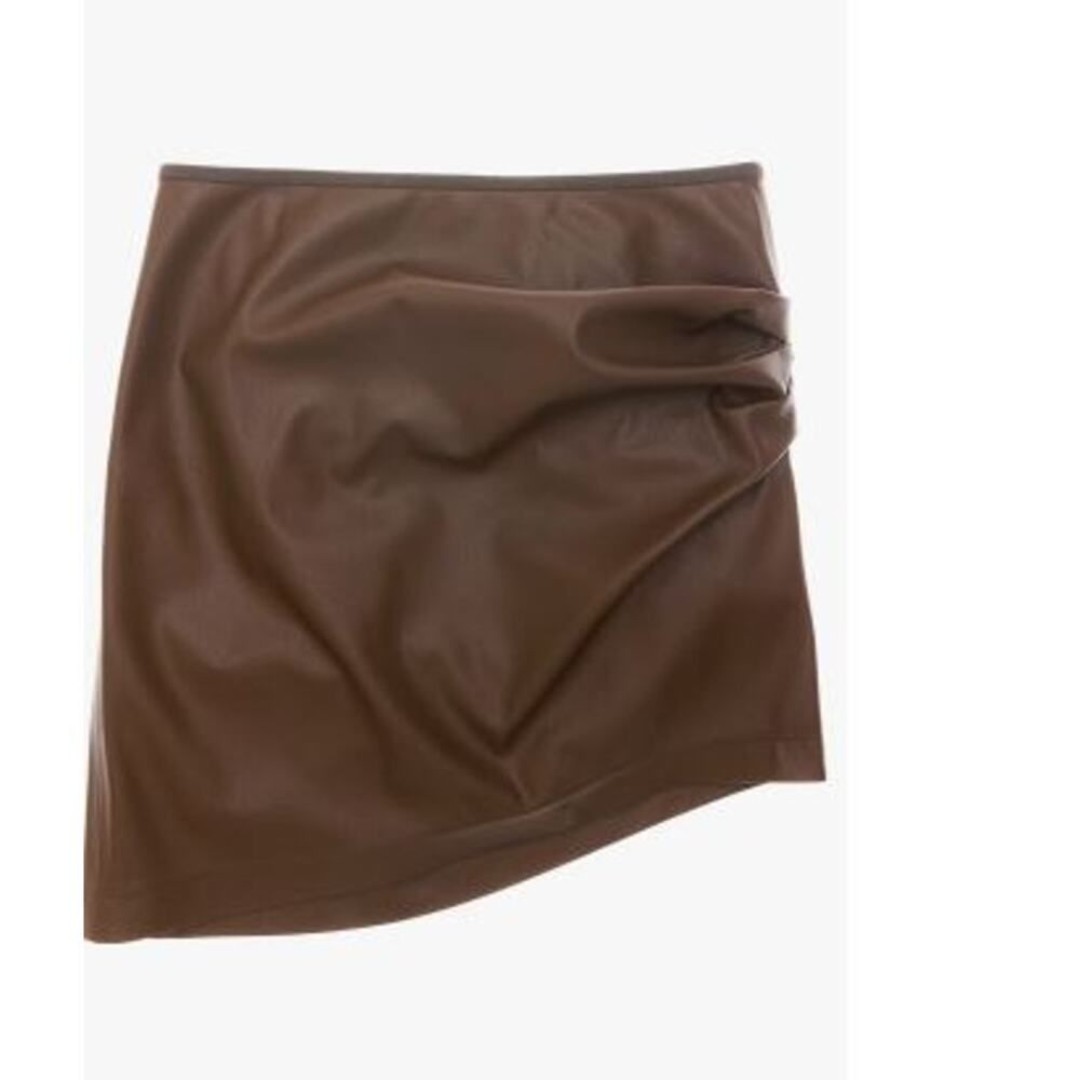 Hemut Lang Women's Twist Mini Faux Leather Ruched Skirt Cigar NWT 325 XS AND S