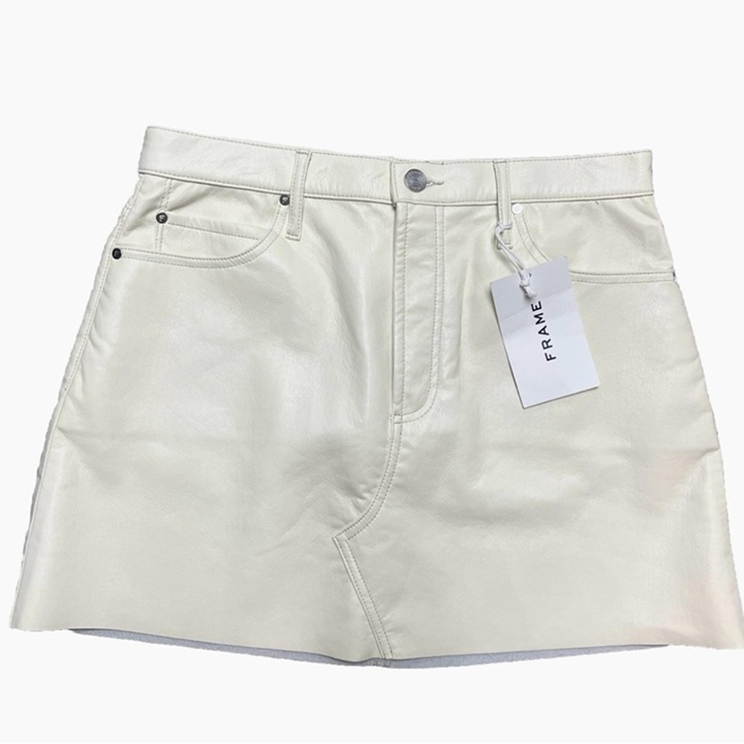 FRAME Women's White Le High 'n' Tight Mini Skirt leather sz 31 $298 designer