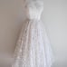 Vintage tea length sleeveless lace 1950s wedding dress XS 0