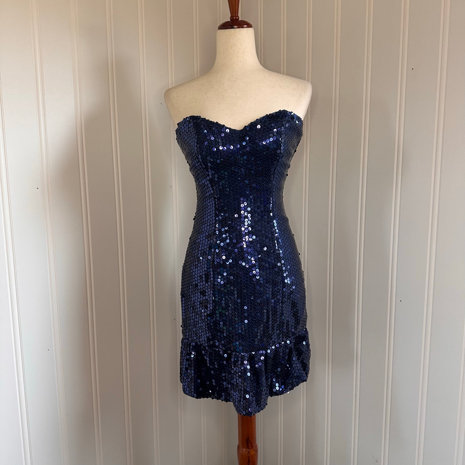 Vintage 80s/90s Blue Sequin Mini Dress size 4