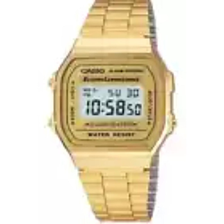 NEW CASIO GOLD MEN'S TONE STAINLESS STEEL DIGITAL WATCH