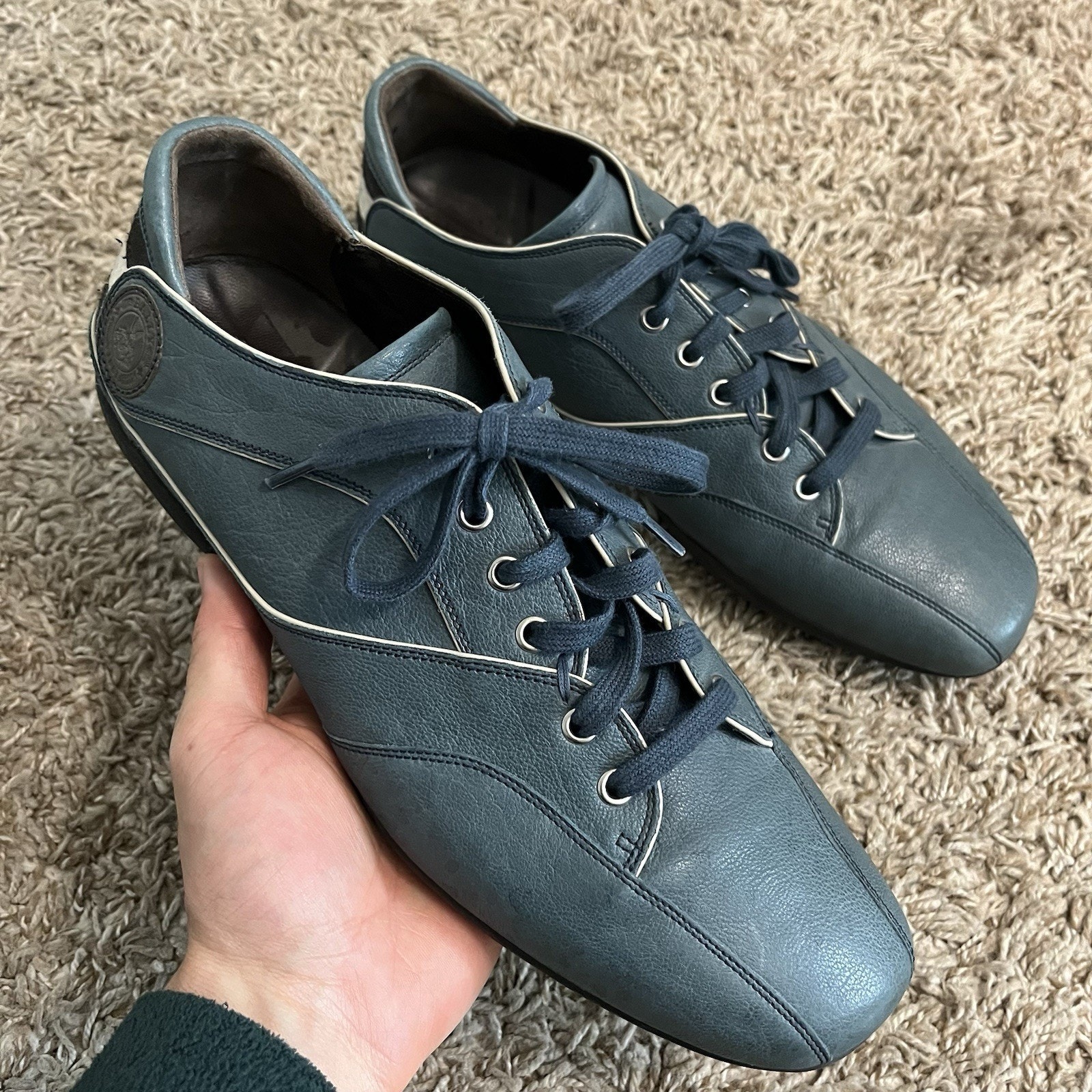Bally AClass Blue Leather Driving Sneaker Shoes Size 8.5 D