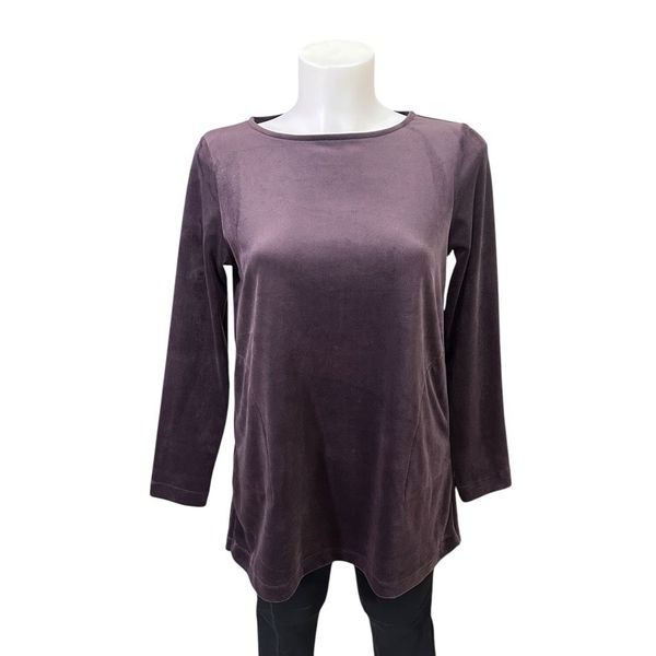 Purejill by J.Jill Rum Raisin Velvet Longsleeve Roundneck Tee Xs Petite New