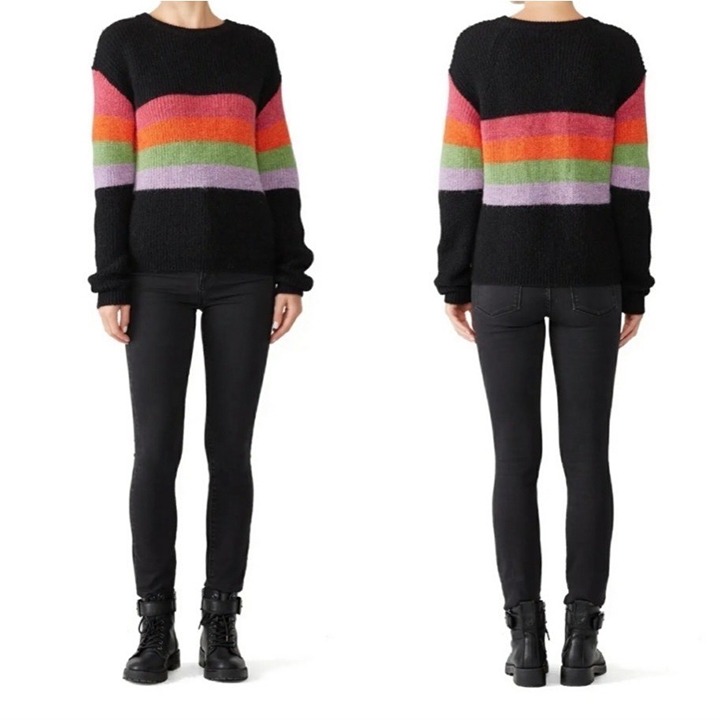 Women's Veda WolfeDesigner Alpaca color-Block Sweater Sz XS