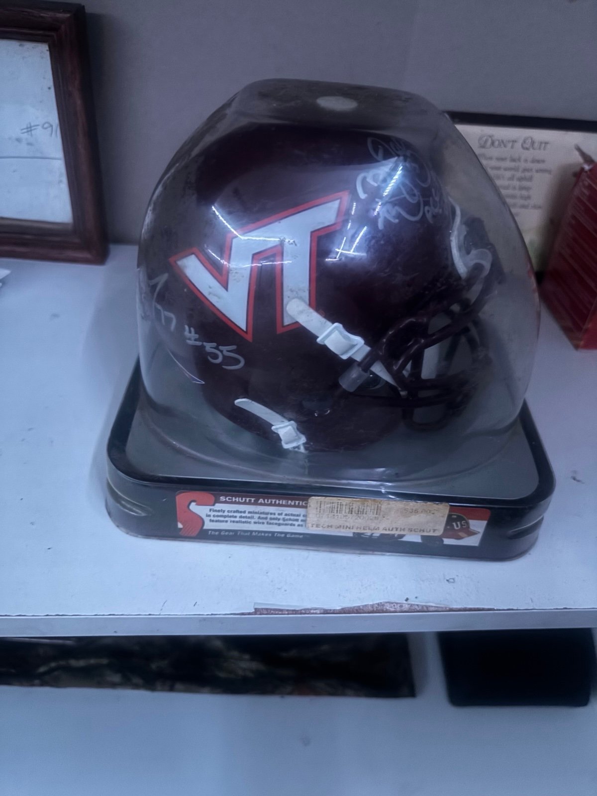 Darryl Tapp Autographed Virginia Tech Schutt Mini Helmet #55