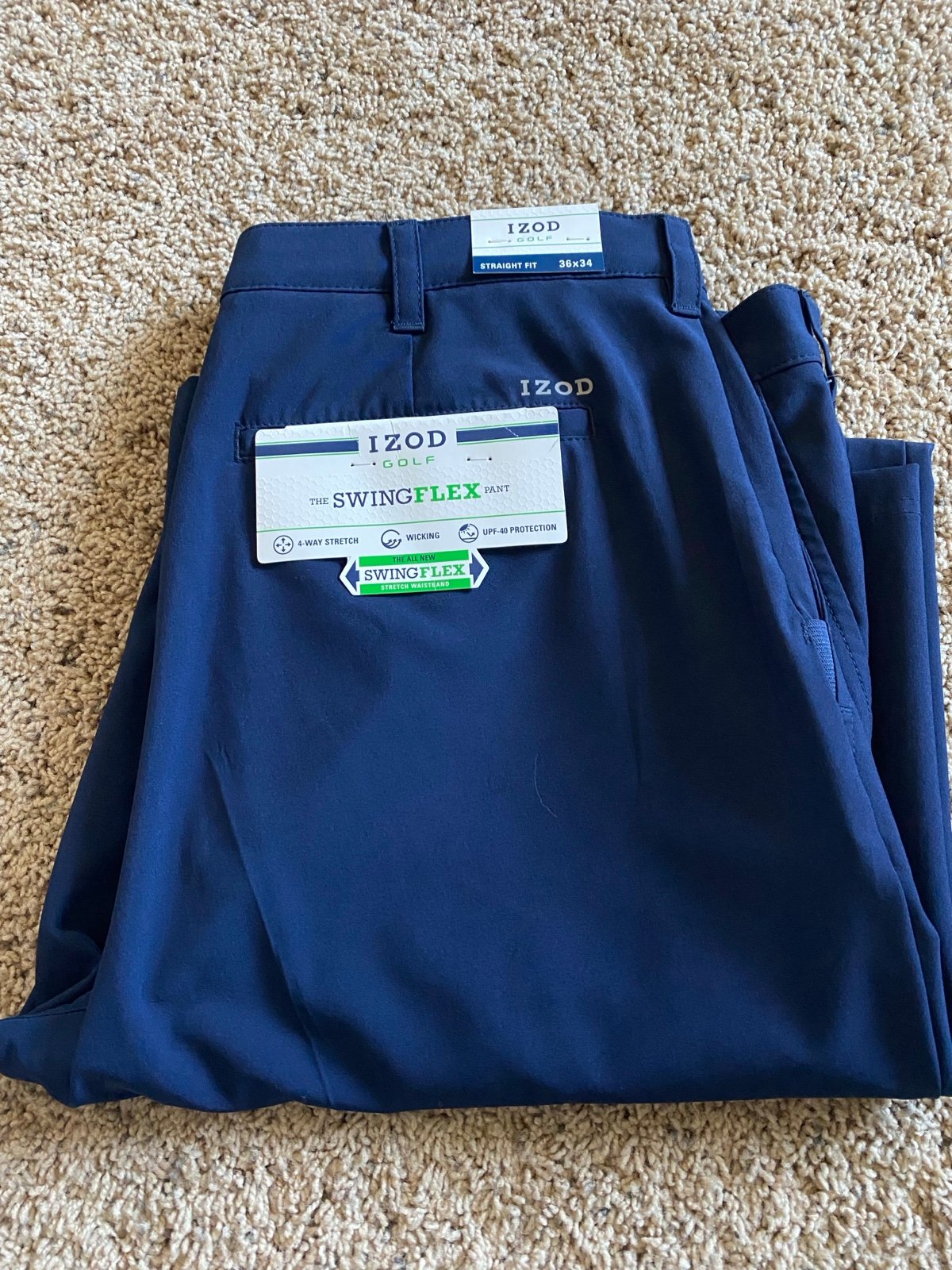 NWT Izod Men’s Golf Pants 4 Way Stretch Wicking 36 x 34