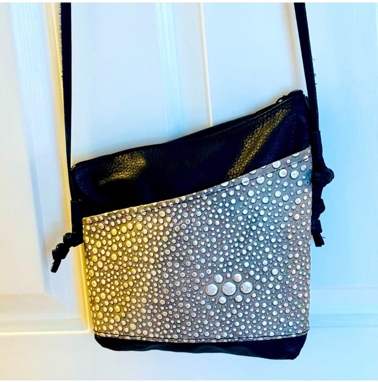Moroccan handmade Leather crossbody with decorated outside pockets