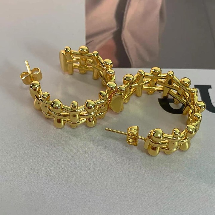 Gold earrings gold hoops braid earrings