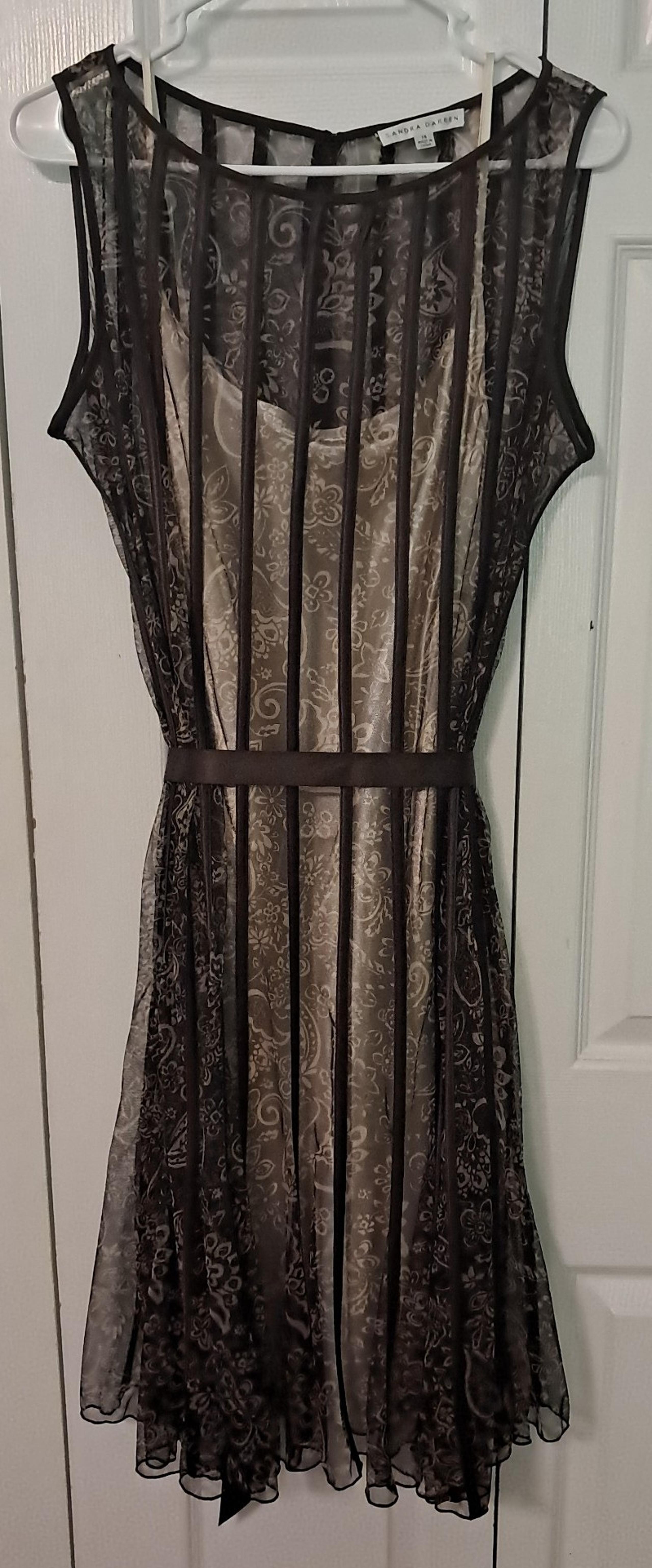 Womens Sandra Darren Brown and Cream Dress
