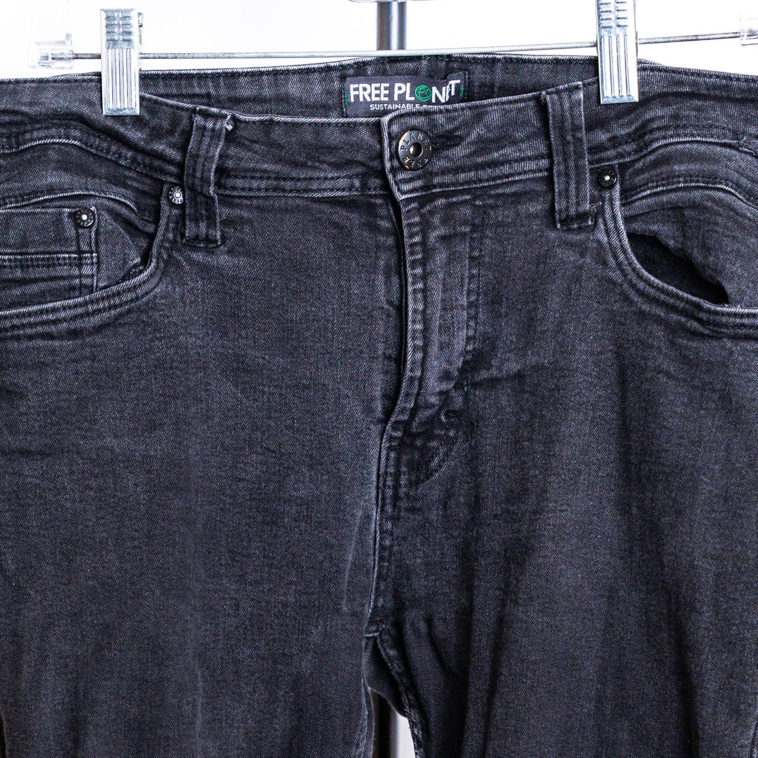 Free Planet Jeans Mens Black Denim Pants Straight Leg Casual Sustainable 32x30