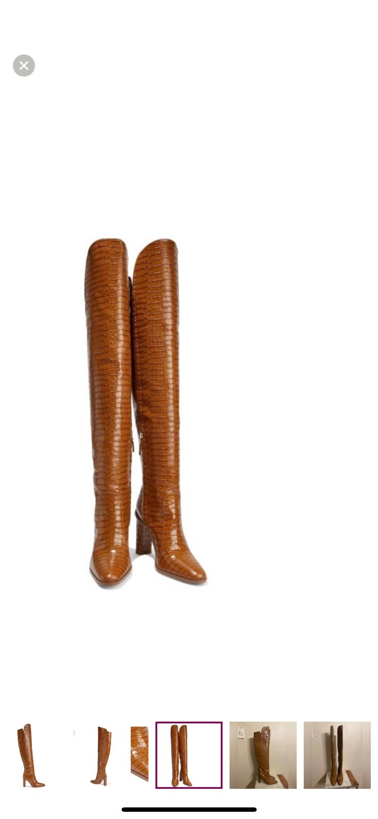 Max Mara croc embossed thigh high boots