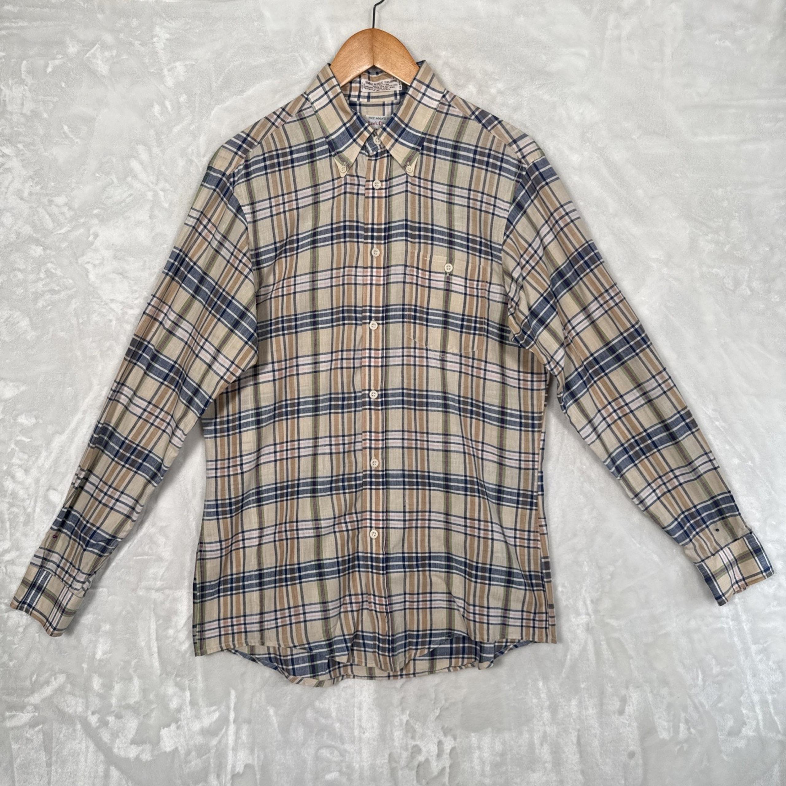 VTG Lee's Clothing Colorado Springs Plaid Button Up Shirt Men's M USA