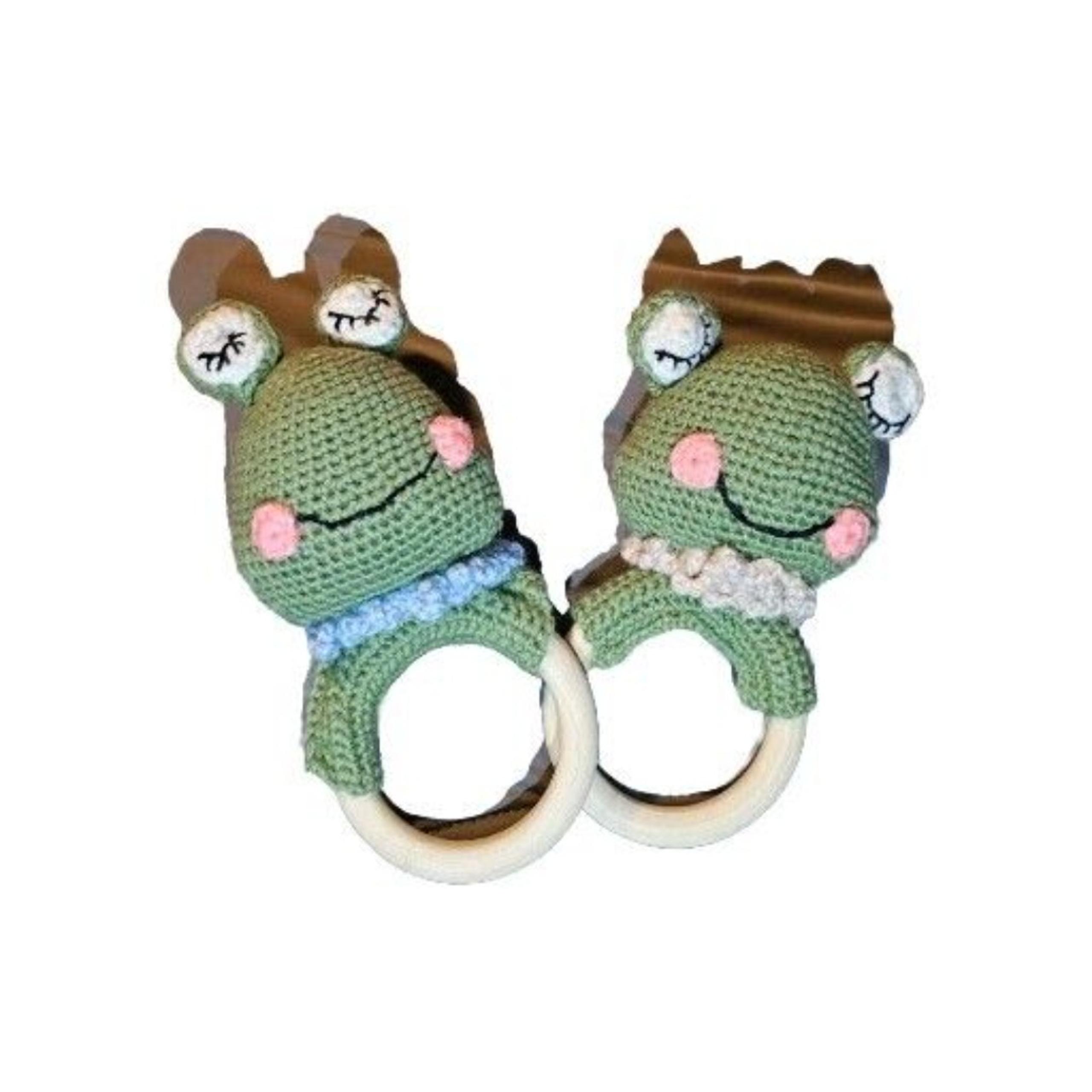 Crocheted Baby Rattle Frog