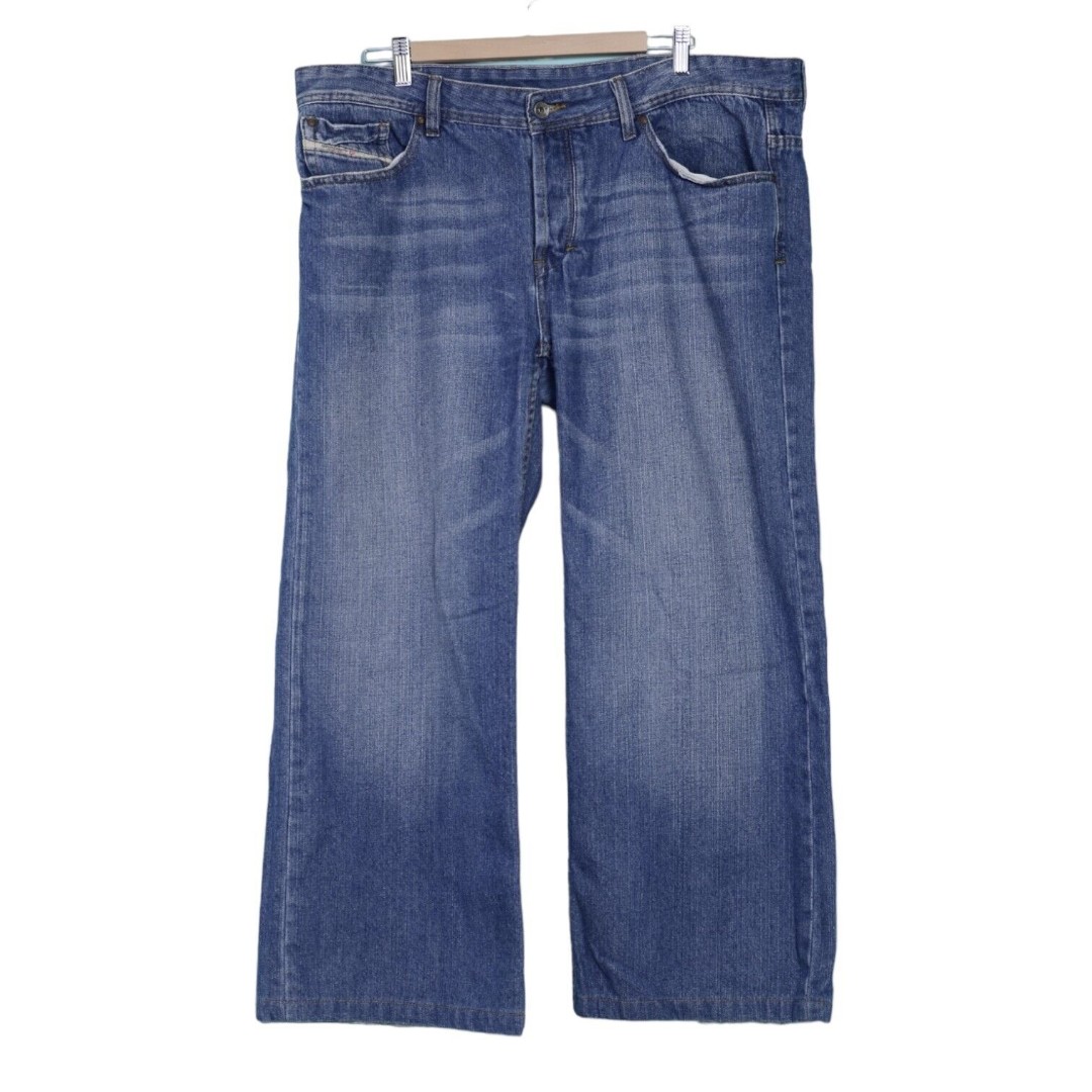 Diesel Zaghor Men's Wide Leg Jeans Blue Sz 38Wx32L Made In Italy Fray GUC READ!