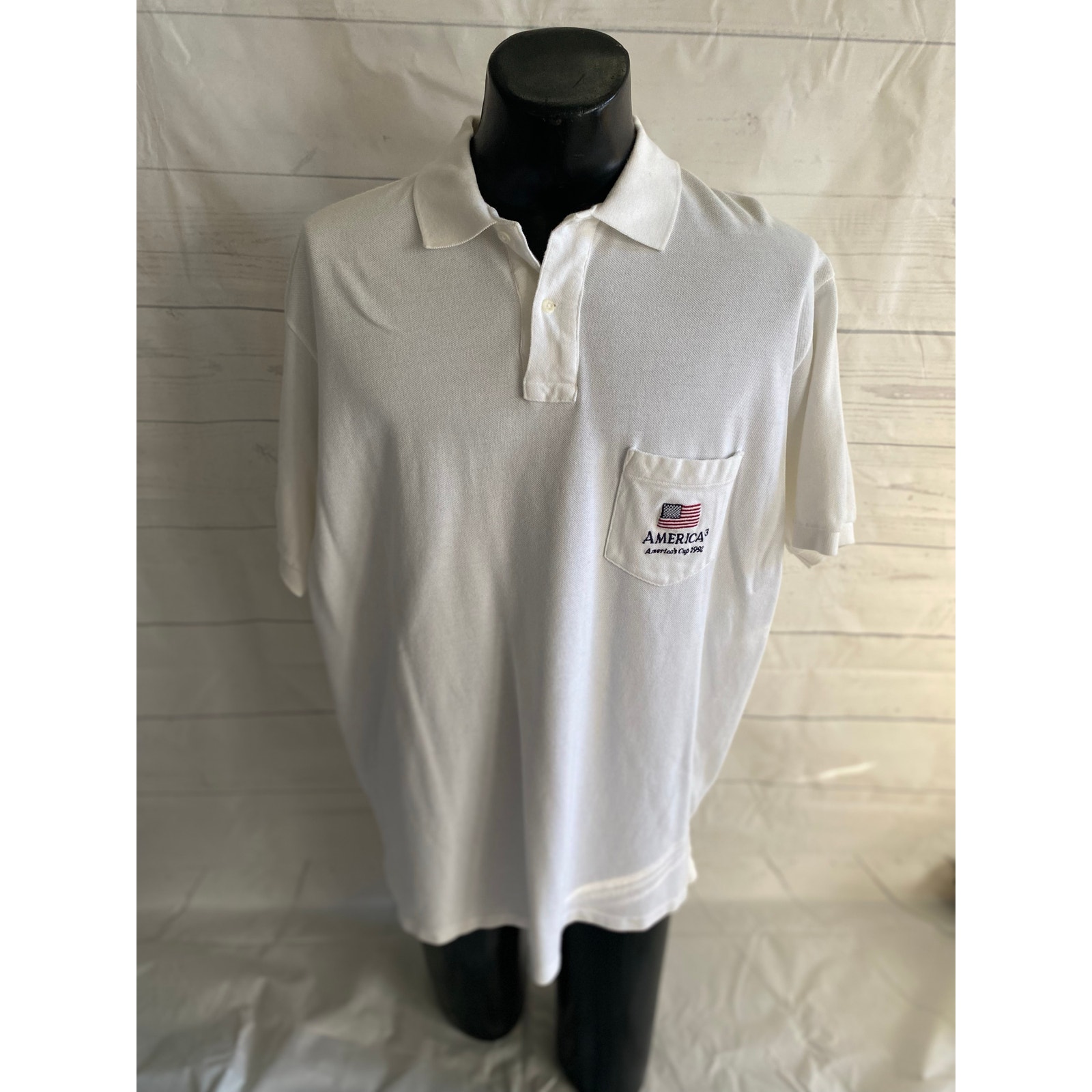 Vintage Polo Ralph Lauren Men's LARGE Americas Cup 1992 Polo Shirt White RARE