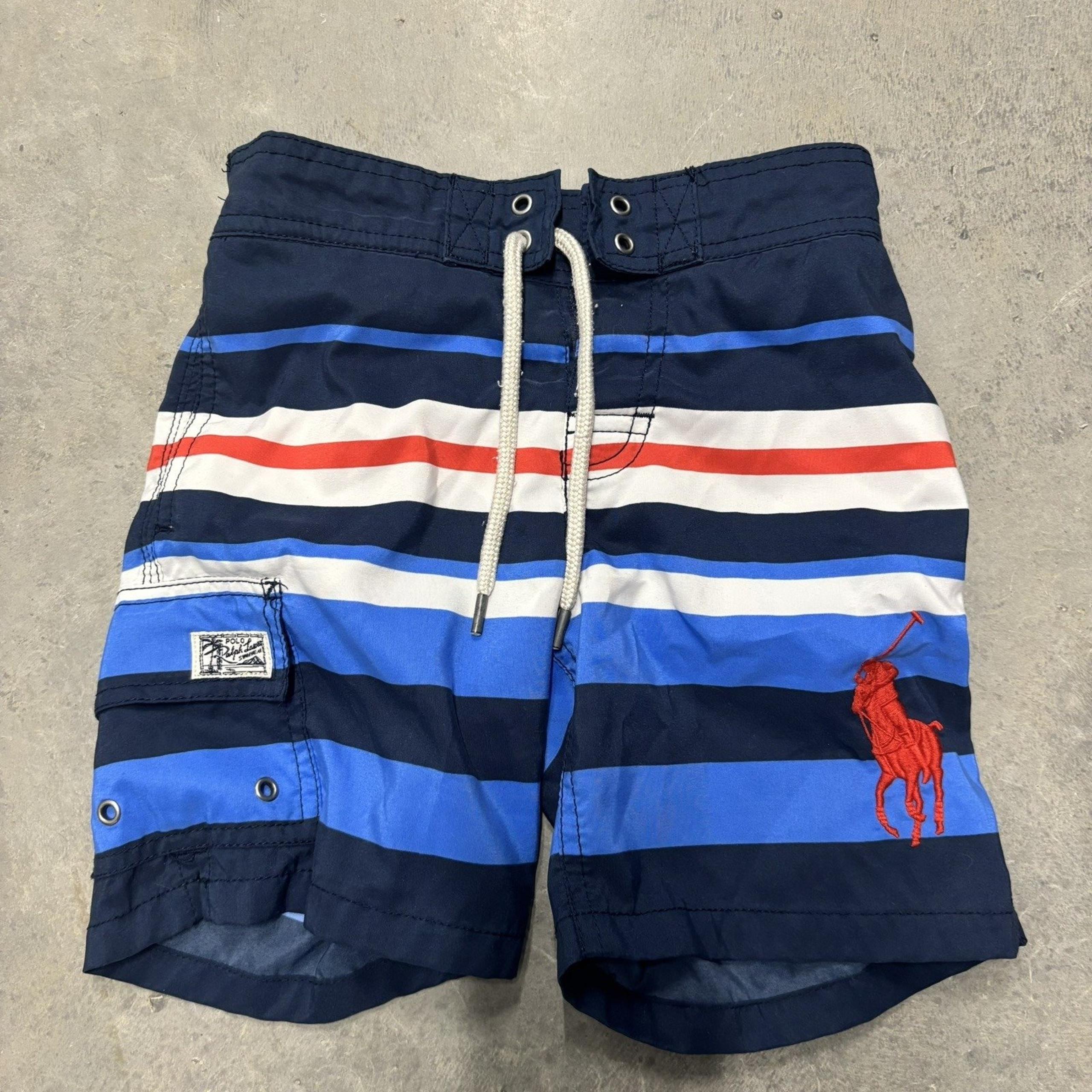 Polo Ralph Lauren Toddler Boys Swim Trunks Size 4 Big Pony Shorts Blue Striped