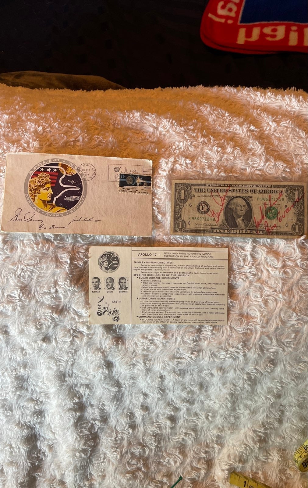 Apollo 17 Astronaut signatures w/first edition stamp