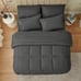 7 Pieces Bed in a Bag Set Dark Grey