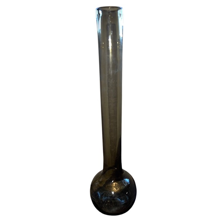 Vintage Hand Blown Smokey Gray Tall Art Glass Vase 18 - Bischoff?