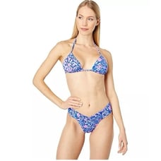 Lilly Pulitzer Jamya Top Multi Blue Peri Takin It Easy Bikini Set.