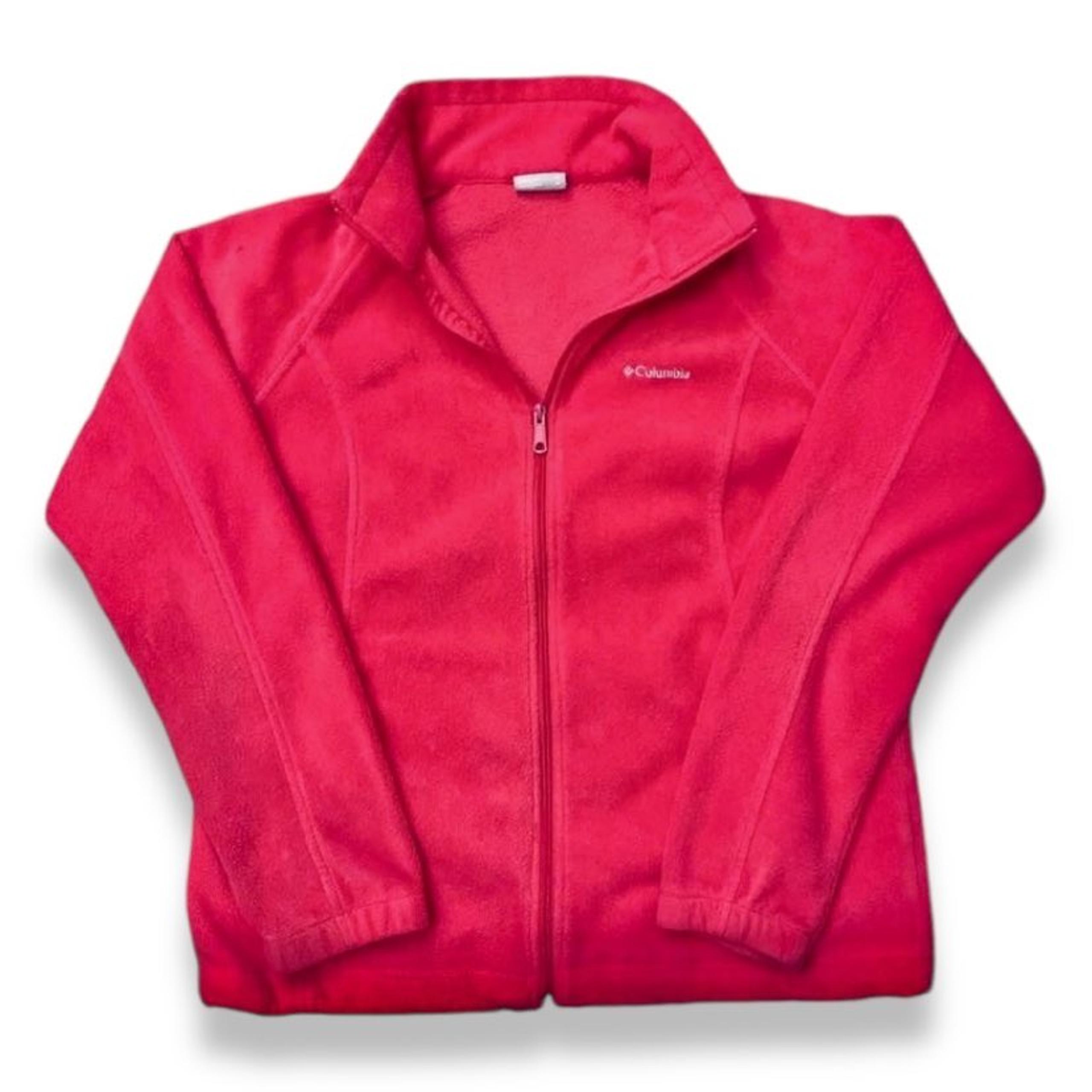 Columbia Fleece Jacket Full Zip Up Sweatshirt Hot Pink Pockets Sweater Womens SM