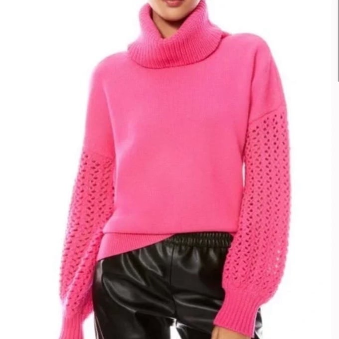 Alice + Olivia Adela Chunky Knit Turtleneck Sweater Size L